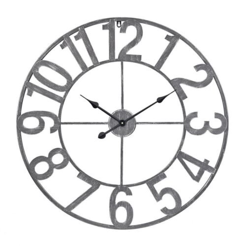 Utopia Alley Wall Clock Industrial 32" Gray Analog Large Round Metal Home Decor