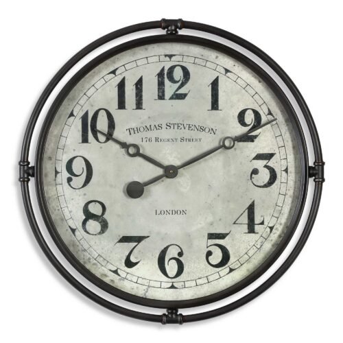 Uttermost 06449 Nakul - 29.5 inch Industrial Wall Clock - 29.5 inches wide by