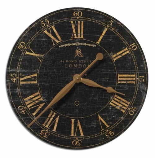 Uttermost 6029 Bond Street 18" Black Wall Clock