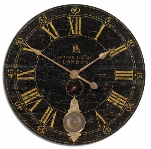 Uttermost 6030 Bond Street 30" Black Wall Clock