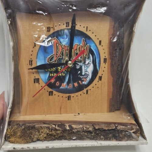 Vampire Dracula Table Clock Unique Wood Romania Vlad Tepes 1431-1476. Vtg in Box