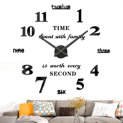 VANGOLD Large DIY Wall Clock Modern 3D Wall Clock with Mirror Numbers Sticker...