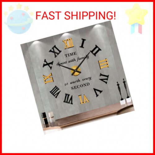 VANGOLD Vintage Roman Numerals Wall Clock for Living Room Decor, Decorative Wall
