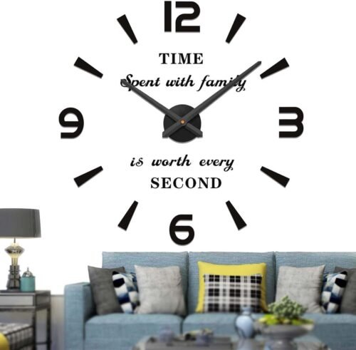 VANGOLD Wall Clock Oversized Clocks for Living Room Decor, Black