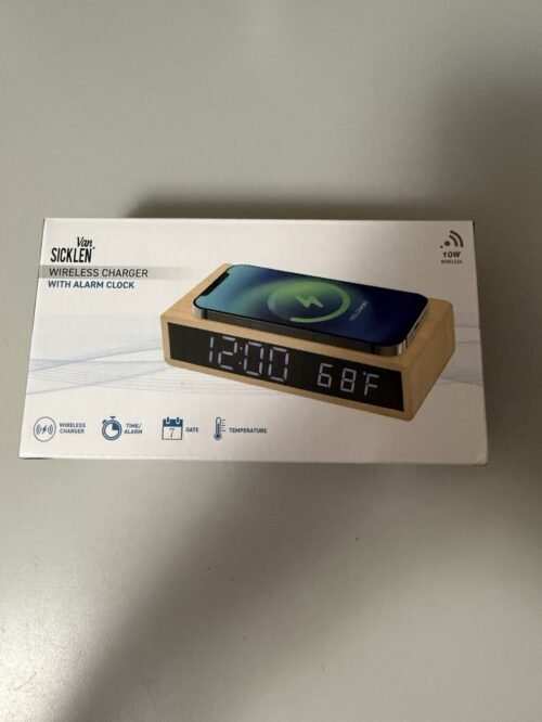 Van Sicklen Wooden Alarm Clock & Wireless Phone Charging Dock