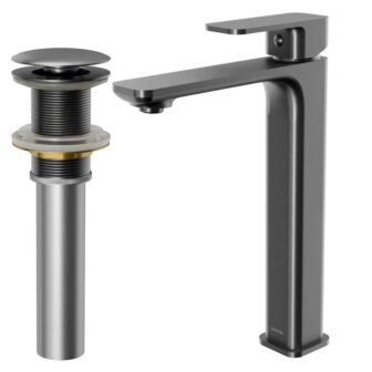 Venda Single Handle Single Hole Vessel Bathroom Faucet with Matching Pop Up Drain in Gunmetal image
