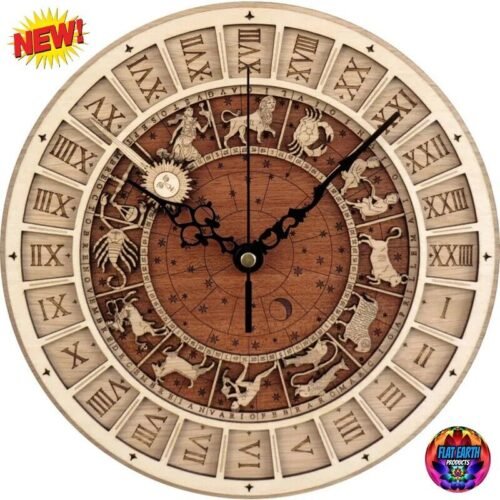 Venice Astronomical Wooden Quartz Wall Clock Decor Italy Orloj Gifts Flat Earth