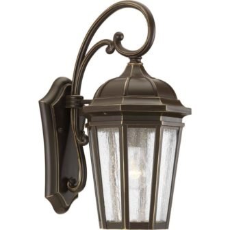 Verdae Collection 1-Light Antique Bronze Clear Seeded Glass New Traditional Outdoor Medium...