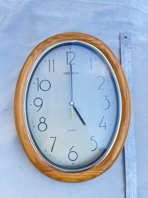Verichron Oval wood Vintage Midcentury Wall Clock WORKING FREE SHIPPING