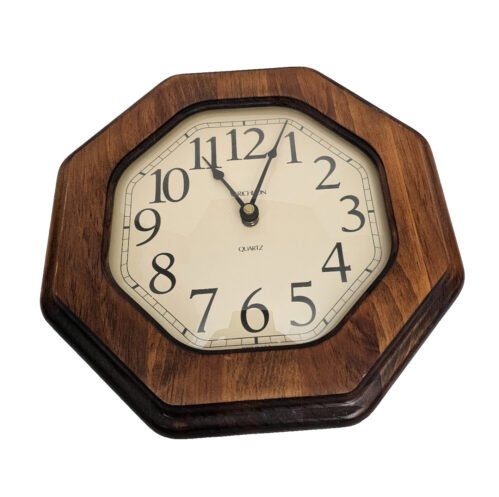 Verichron Quartz Wood Wall Clock Octagonal Tested Working
