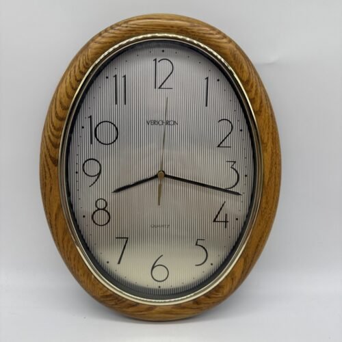 Verichron Wall Clock Ovalwood Quartz Vintage Midcentury Working 14x 11