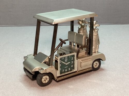 Very Cool Heavy Vintage Golf Cart Desk Clock Diecast Metal