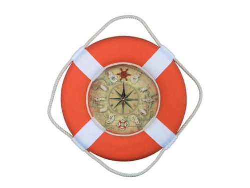 Vibrant Orange Decorative Lifering Clock With White Bands 18"