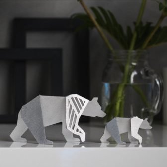 Victoria Aluminum Small 3 in. Bear Origami Geometric Sculpture
