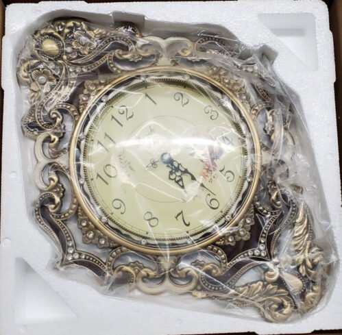 Victorian Style Retro Wall Clock with Pendulum Brass Color 8" Face