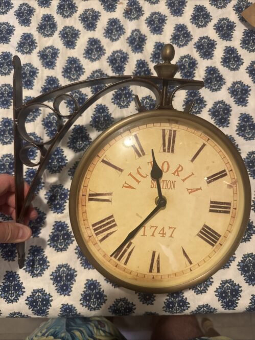 Victoria Station Clock 1747 Vintage Double Sided Clock Railway Station Wall 8”