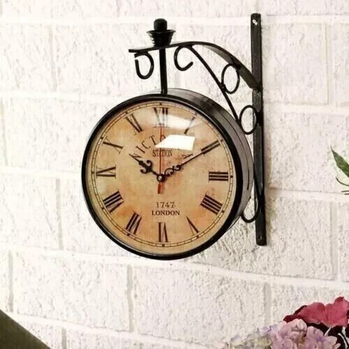Victoria Station Clock Vintage Double Sided Clock Railway Station Wall Clock