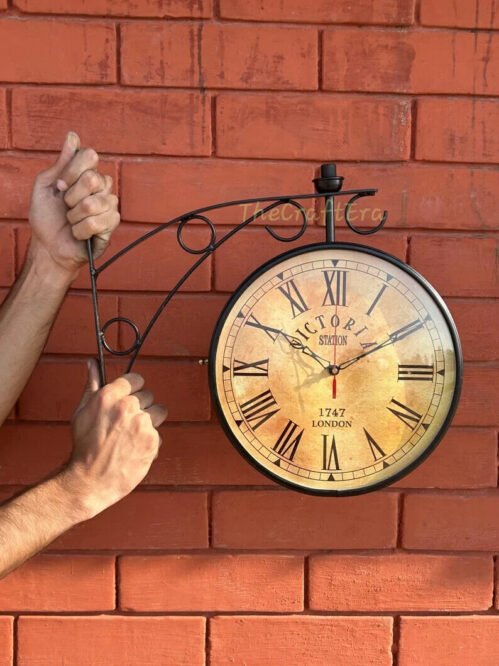 Victoria Station Wall Clock | Double Sided Hanging Wall Clock | Art Deco Rustic
