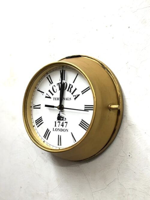 Victoria Terminals Wall Clock – Brass Railway Station Style – 1747 London Clock