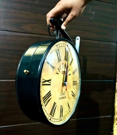 Victoria Vintage Antique Dail London Station Double Sided Metal Wall Clock