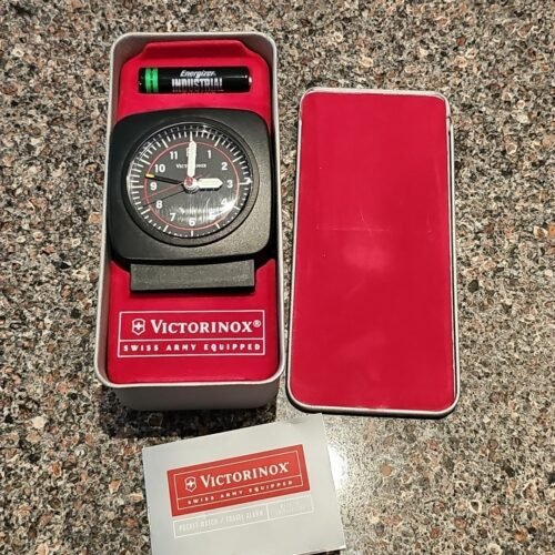 Victorinox Swiss Army Travel Alarm Hotel Clock 35730 New Vtg Black Original Tin