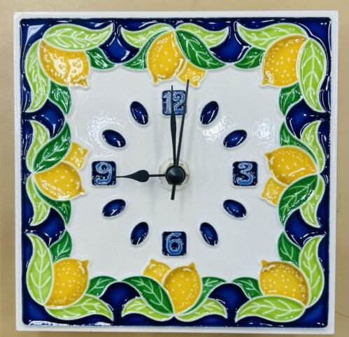 Vietri Ceramics 6x6’’ Standing/hanging Clock Made And painted by Hand in Italy