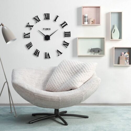 VinJoyce 2024 LARGE ROMAN Mirror Surface Decorative Clock 3D DIY Wall Clock