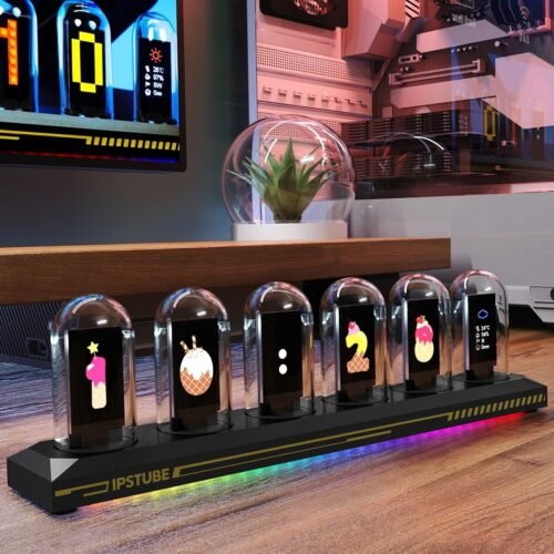 Vintage-Inspired IPS RGB Nixie Tube Clock DIY Display, Wi-Fi Sync & USB Powered