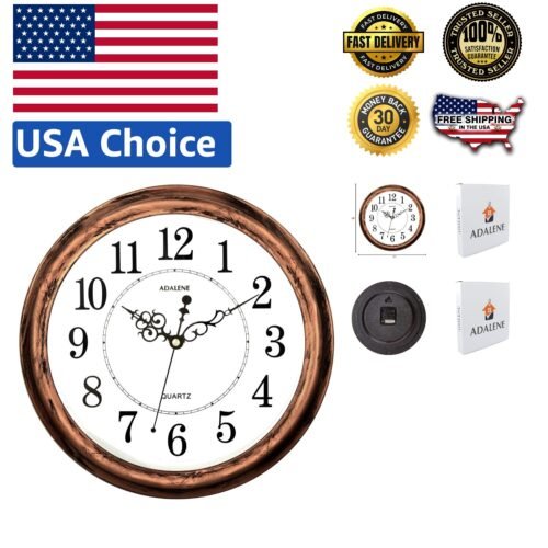 Vintage 13-Inch Non-Ticking Wall Clock - Perfect for Living Room or Kitchen
