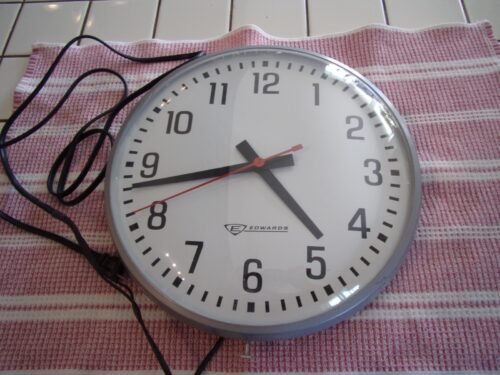 Vintage 13" Edwards Aluminum Industrial Wall Clock *Tested And Works*