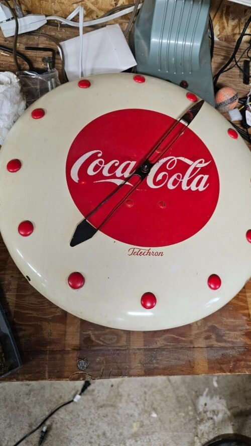 Vintage 1940s Telechron Coca-Cola Button Wall Clock VERY RARE & hard to find!