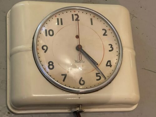 Vintage 1940’s Westclox Belfast Metal Kitchen Wall Clock-Electric Retro