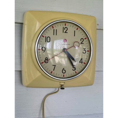Vintage 1950s General Electric Wall Clock Model 2H20 Cream Working