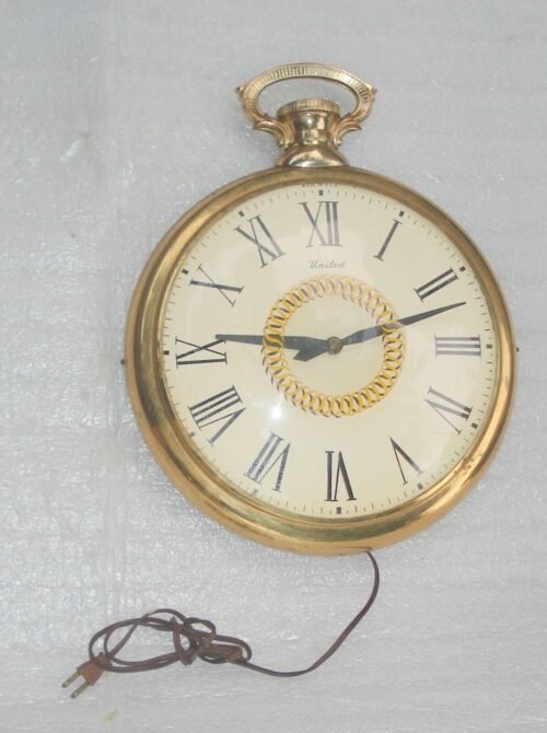 Vintage 1959 UNITED Giant Pocket Watch Wall Clock Model 47 - WORKING!!