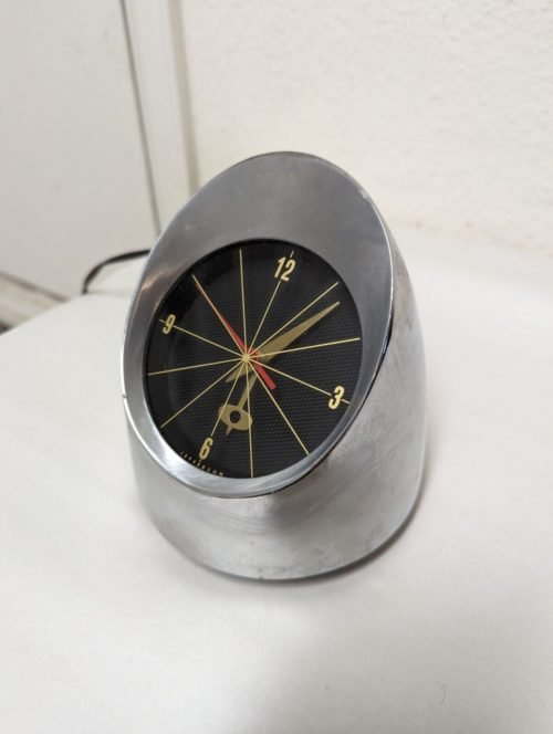 VINTAGE 1960'S JEFFERSON 500 CHROME DESK CLOCK WORKING MID CENTURY ORIGINAL