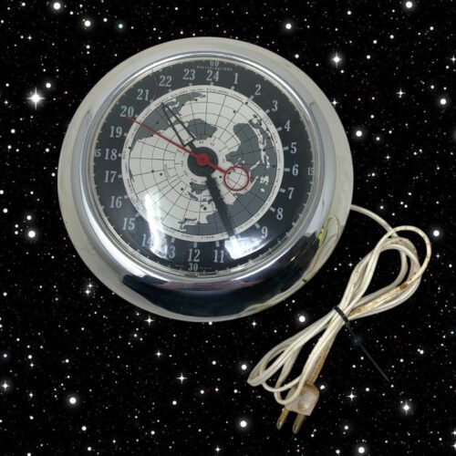 Vintage 1960's Mastercrafters Globe World Wall Clock #191 Mid Century Modern