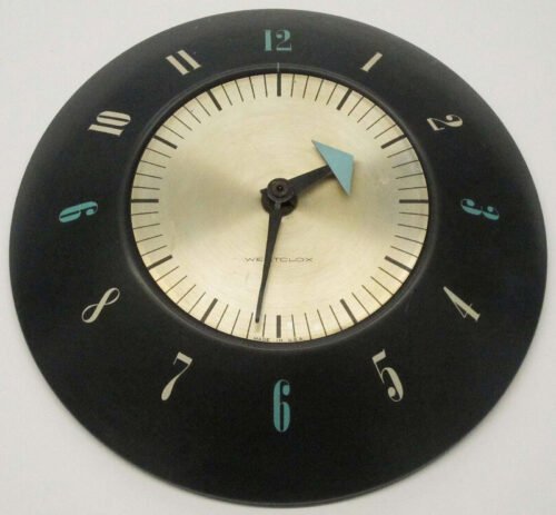 Vintage 1960s MCM Westclox MID-CENTURY DOME Cordless Wall Clock FREE SHIP