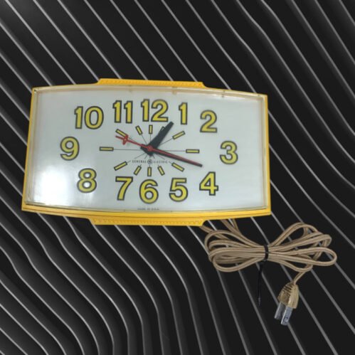 Vintage 1960's Mid Century Modernist Sunny Yellow Wall Clock General Electric