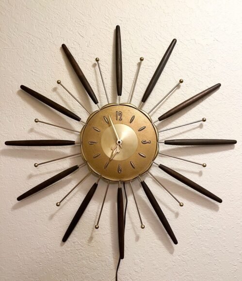 Vintage 1963 MCM ROBERT SHAW Atomic Starburst Working Electric Wall Clock