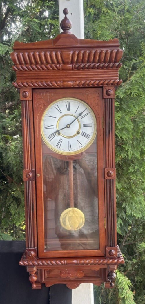 Vintage 1970s Walnut Regulator Wall Clock - 31 Day - LARGE 40" - VERY ATTRACTIVE