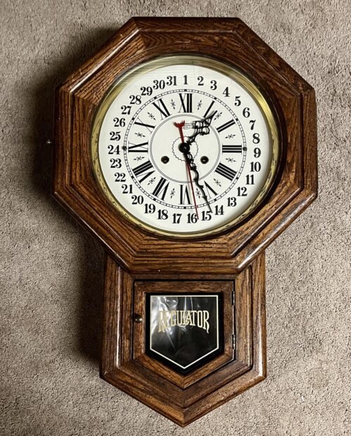 Vintage 1974 New England Farmington Conn. Octagon 31 Day Wall Clock Regulator