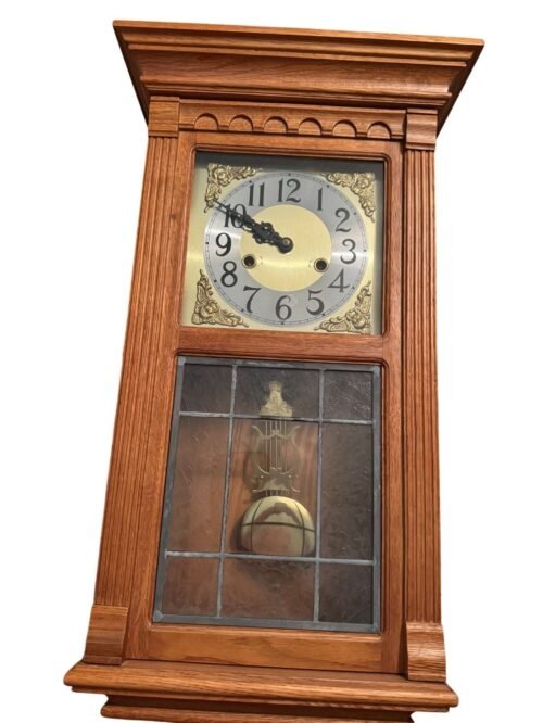 ️ Vintage 1980s D & A Key Wind-Up Grandfather Wall Hanging Clock – Solid Wood,