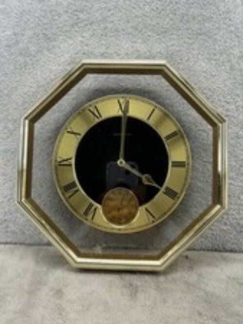 Vintage 1980s Howard Miller Wall Clock Gold Octagon *WORKS Japan 11”