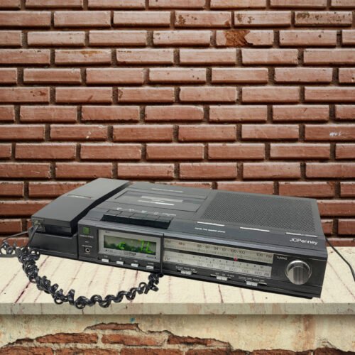 Vintage 1980's JC Penney Phone Clock Radio Cassette Answering Machine Tested