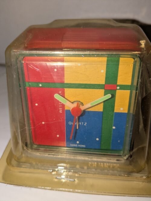 Vintage 1980s Westclox 47392 Travalite Quartz Travel Alarm Clock New NOS Abstrac