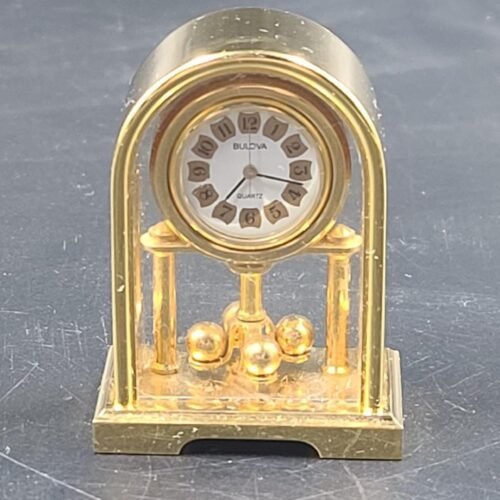 Vintage 1988 Bulova Julliard B0562 Miniature Brass Desk Mantel Clock VERY RARE