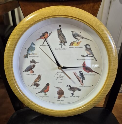 Vintage 1990s National Audubon Society Quartz Clock Chiming Birds on the Hour