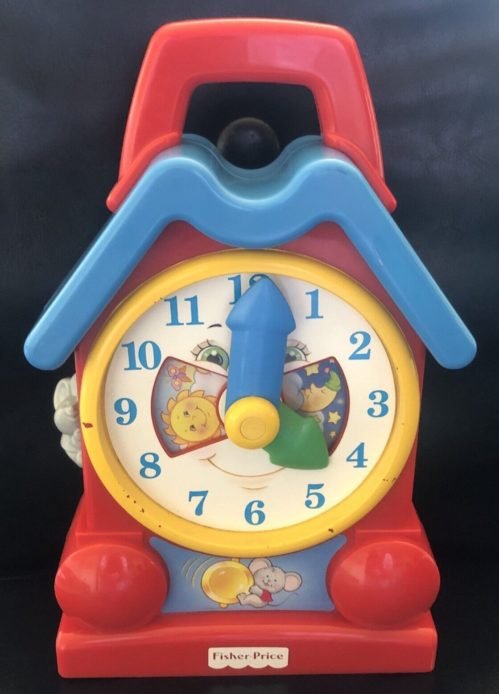 Vintage 1994 Fisher Price Wind up Musical Clock Toy Plays Grandfather’s Clock
