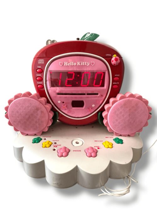 Vintage 2000’s Hello Kitty floral strawberry radio CD player digital alarm clock