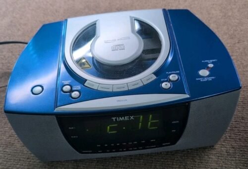 Vintage 2003 Timex Stereo CD Dual Clock Radio W Nature Sounds Model T608T Tested